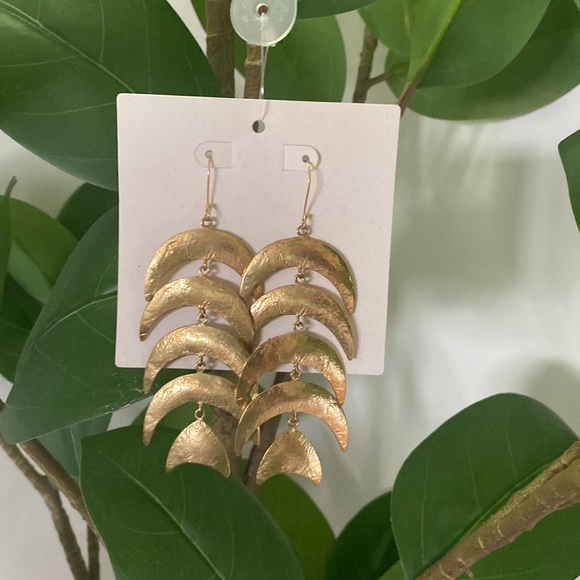 Mooncast Statement Earrings | Aureus + Argent Gold Brass Moon Dangle earring - Picture 3 of 7